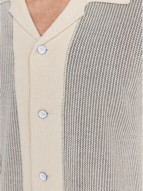 rag & bone Cream and Black Knit Button-Down Shirt